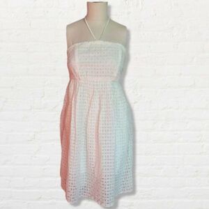 HD IN PARIS Anthropologie White Eyelet Ivory Strapless Tube Dress POCKETS Sz 2P